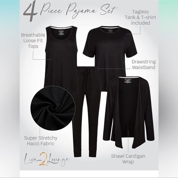 Live 2 Lounge Other - NEW-LIVE 2 Lounge 4 Pc Essential Lounge Set-WrapCardigan,T-Shirt,TankTop,Joggers